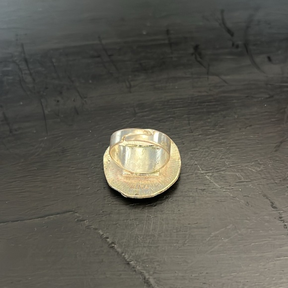 IKITA Paris ring silver toned tolurqoise green adjustable round circular - Picture 5 of 9